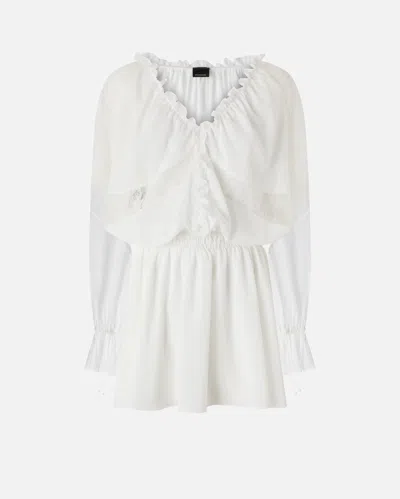 Pinko - Mini Dress With Long Sleeves And Lace Details - 44 In White
