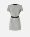 Pinko Belted Short-sleeve Mini Dress In Gray