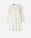 Pinko Mini Dress With Openwork Design And Crystals In Snow White
