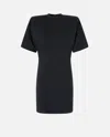 Pinko Mini Dress With Padded Shoulders And Belt In Limo Black