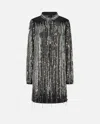 Pinko Sequined Mini Dress In Black/silver