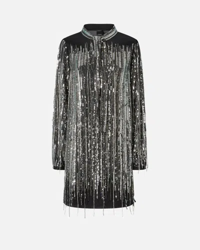 PINKO ROBE COURTE À FRANGES ET À PAILLETTES