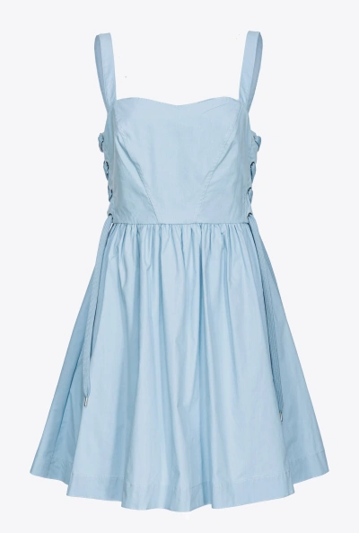 Pinko Mini Dress With Side Lacing In Tranquil Blue