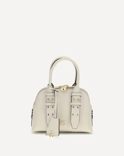 Pinko Leather Mini Escape Bag Bowling Bag In White