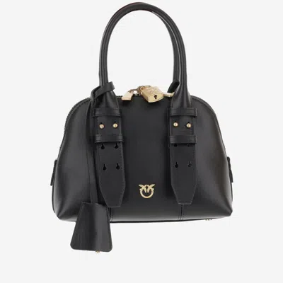Pinko Mini Escape Leather Handbag In Black