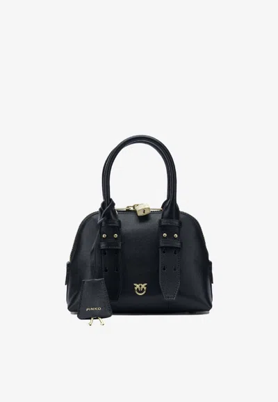 Pinko Mini Escape Leather Top Handle Bag In Black