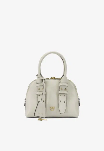 Pinko Mini Escape Leather Top Handle Bag In White