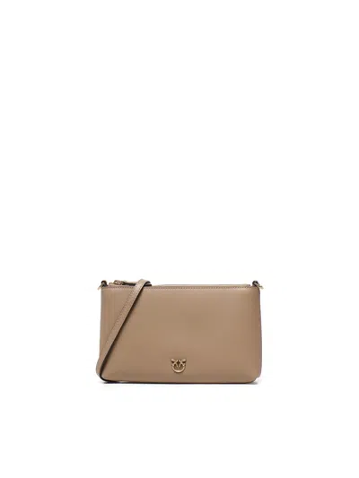 Pinko Mini Flat Clutch Bag In Brown