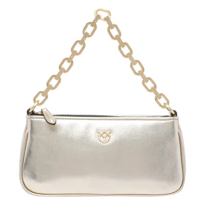 Pinko Mini Half Moon Baguette Bag In Silver