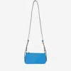 Pinko Mini Half Moon Baguette Leather Bag With Logo In Blue