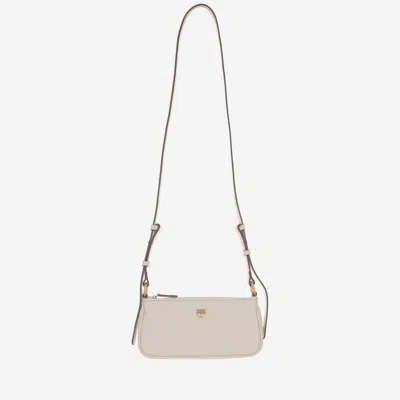 Pinko Mini Half Moon Baguette Leather Bag With Logo In White