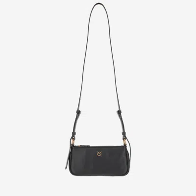 PINKO PINKO MINI HALF MOON BAGUETTE LEATHER BAG WITH LOGO