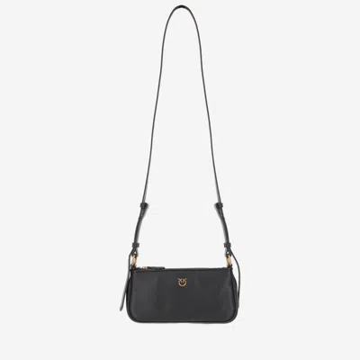 PINKO PINKO MINI HALF MOON BAGUETTE LEATHER BAG WITH LOGO