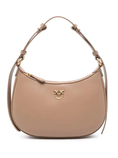Pinko Mini Half Moon Shoulder Bag In Biscotto Zenzero-antique Gold