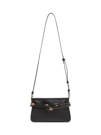 Pinko Mini Handbag With Decorative Straps In Nero/antique Gold