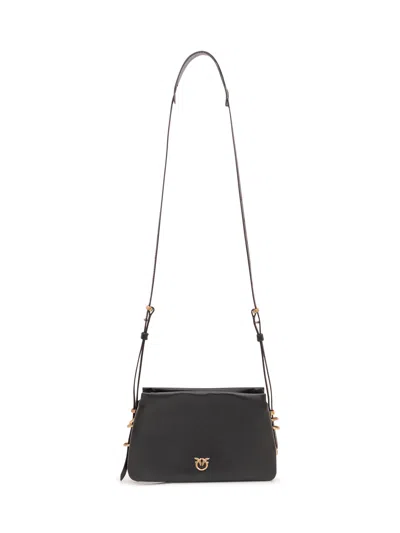 Pinko Mini Handbag With Front Logo Detail In Nero/antique Gold