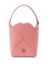 Pinko Heart Mini Leather Bucket Bag With Shoulder Strap In Pink