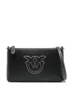 Pinko Horizontal Flat Mini Black Leather Wristlet In Black