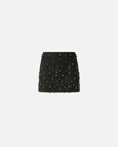 Pinko Crystal And Pearl Miniskirt In Black