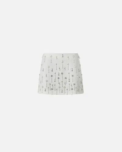Pinko Crystal And Pearl Miniskirt In White