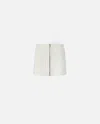 Pinko Tweed Mini Skirt With Faux Leather Edging And Zip In White/silver
