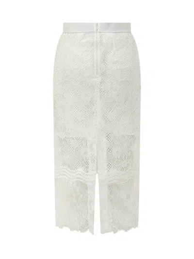 Pinko Mini Lace Detail Skirt In Bianco-biancaneve
