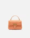 Pinko Mini Lady Love Bag Puff Chevron In Arancione  Brandy-antique Gold