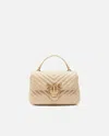Pinko Mini Lady Love Bag Puff Chevron In Beige-smoke Grey-antique Gold