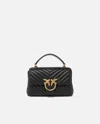 Pinko Foldover Quilted Shoulder Bag With Chain Strap In Black-antique Gold