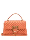 Pinko Mini Lady Love Leather Tote Bag In Orange