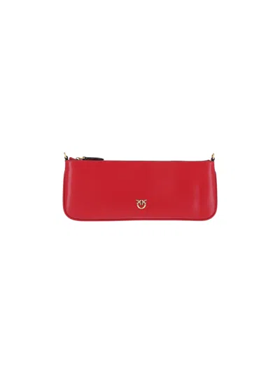 Pinko Mini Leather Bag With Cotton Lining In Red