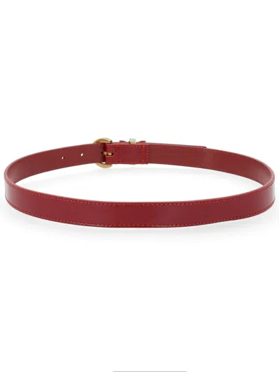 Pinko Mini Leather Belt For Women In Burgundy