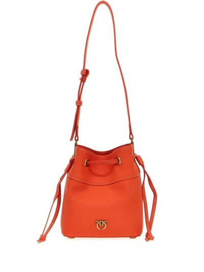 PINKO MINI LEATHER BUCKET BAG