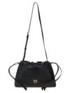 Pinko Mini Leather Clutch Black In Black