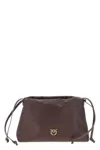 Pinko Mini Leather Clutch Bordeaux In Brown
