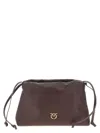 Pinko Mini Leather Clutch Bordeaux In Brown