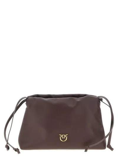 Pinko Mini Leather Clutch In Gray