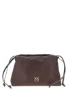 Pinko Mini Leather Clutch Bordeaux In Brown