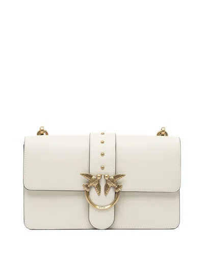 Pinko Mini Leather Crossbody Handbag In White