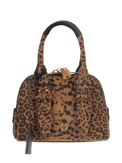 Pinko Mini Leopard-print Padlock Bag In Animal Print
