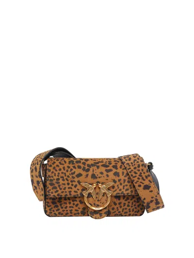 PINKO MINI LEOPARD SUEDE SLOUCHY BAG