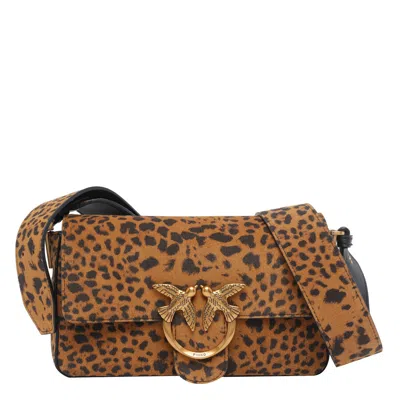 PINKO PINKO MINI LEOPARD SUEDE SLOUCHY BAG