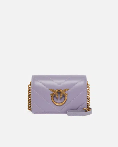 Pinko Mini Love Bag Click Big Chevron In Ash Purple-antique Gold