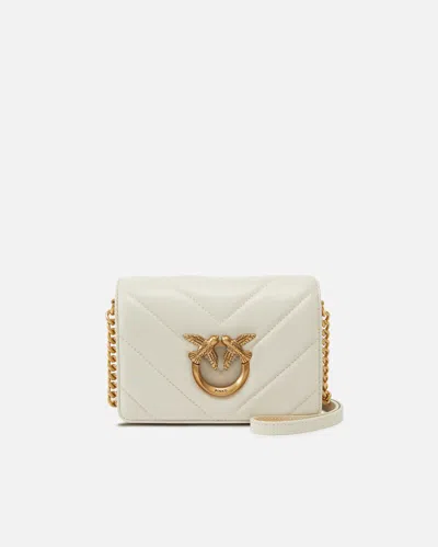 Pinko Mini Love Bag Click Big Chevron In White+white-antique Gold
