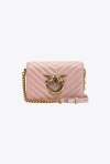 Pinko Leather Shoulder Bag In Pink/dusty Pink-antique Gold