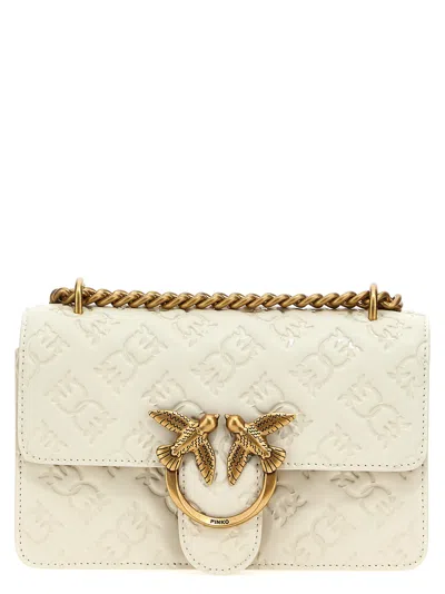 Pinko Mini Love Bag Crossbody Bag In Bianco/gold