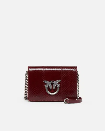 Pinko Mini Love Bag Crossbody Bag In Glossy Reptile  Galleria. In Cordovan Tan-old Silver