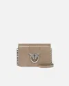 Shop Pinko Galleria Mini Love Bag Crossbody Bag In Shiny Reptile Skin In Lit Ash-old Silver