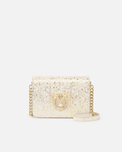 Pinko Mini Love Bag Crossbody Bag In Laminated Reptile  Galleria. In Gold-light Gold
