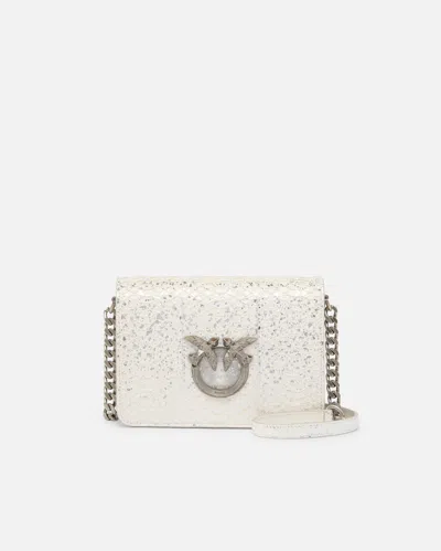 Pinko Mini Love Bag Crossbody Bag In Laminated Reptile  Galleria. In Silver-old Silver